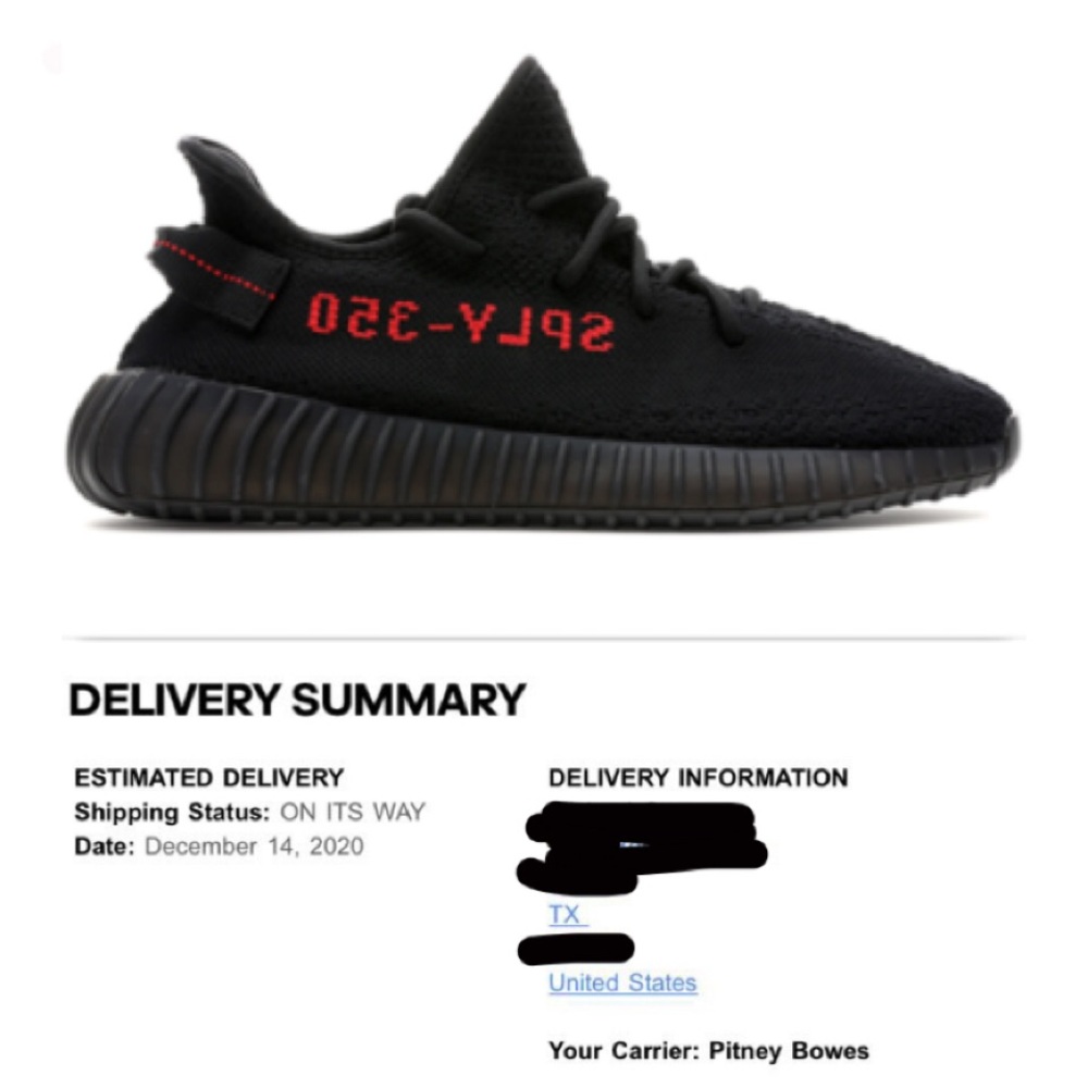 Adidas Yeezy Boost 350 V2 Black Red Bred - Sz 10.5
